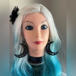 Wooden moon phase beaded earrings